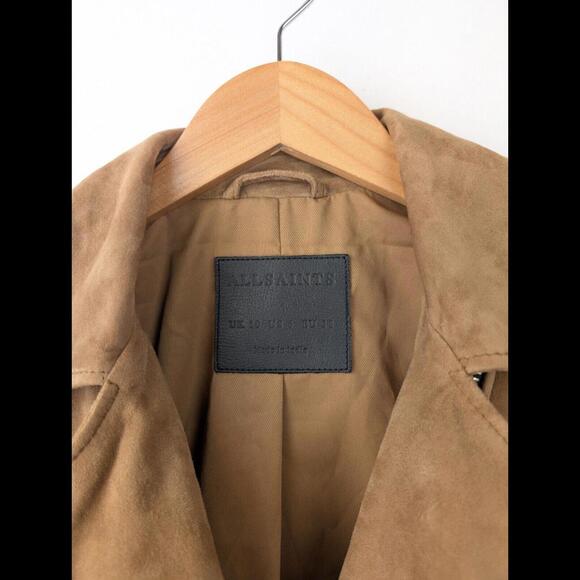 [SOLD] ALLSAINTS Womens Sz US 6 BALFERN Fringe Tassel Suede Leather Jacket Brown - Picture 3 of 10